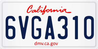 CA license plate 6VGA310