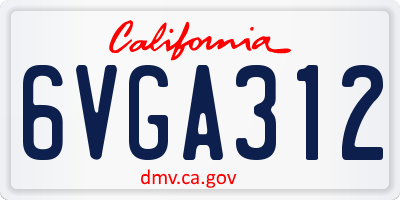 CA license plate 6VGA312