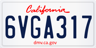 CA license plate 6VGA317