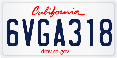 CA license plate 6VGA318