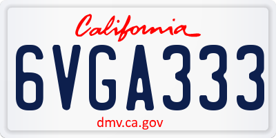 CA license plate 6VGA333