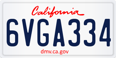 CA license plate 6VGA334