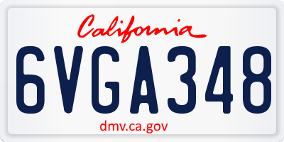 CA license plate 6VGA348