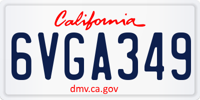 CA license plate 6VGA349