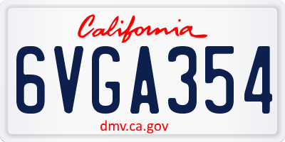 CA license plate 6VGA354