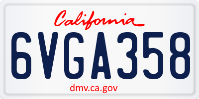 CA license plate 6VGA358