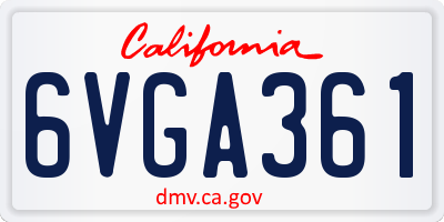 CA license plate 6VGA361