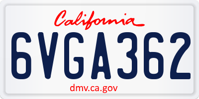 CA license plate 6VGA362