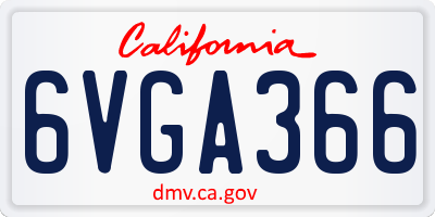CA license plate 6VGA366