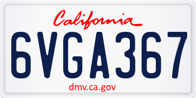 CA license plate 6VGA367