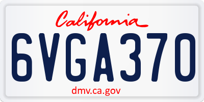 CA license plate 6VGA370