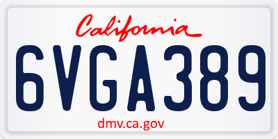 CA license plate 6VGA389