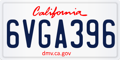 CA license plate 6VGA396