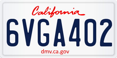 CA license plate 6VGA402