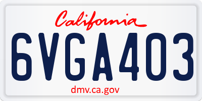 CA license plate 6VGA403