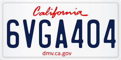 CA license plate 6VGA404