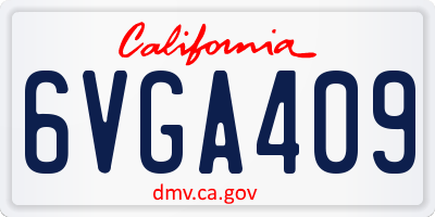 CA license plate 6VGA409