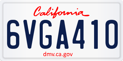 CA license plate 6VGA410