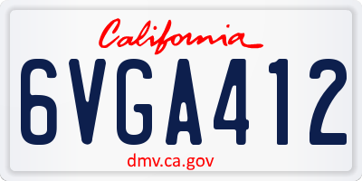 CA license plate 6VGA412