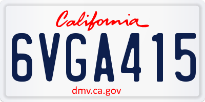 CA license plate 6VGA415