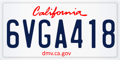 CA license plate 6VGA418