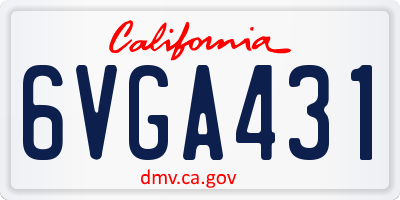 CA license plate 6VGA431