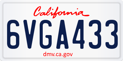 CA license plate 6VGA433