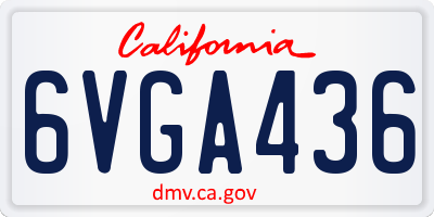 CA license plate 6VGA436