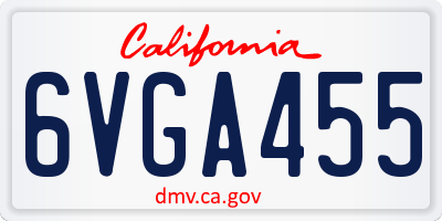 CA license plate 6VGA455
