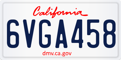 CA license plate 6VGA458