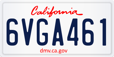 CA license plate 6VGA461