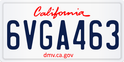 CA license plate 6VGA463