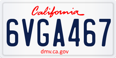 CA license plate 6VGA467