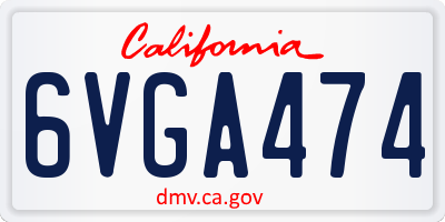 CA license plate 6VGA474