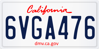 CA license plate 6VGA476