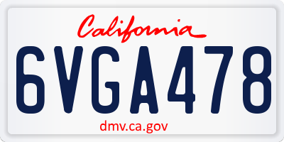 CA license plate 6VGA478