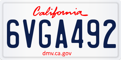 CA license plate 6VGA492