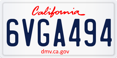 CA license plate 6VGA494