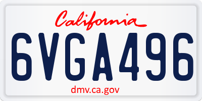 CA license plate 6VGA496