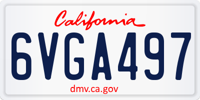 CA license plate 6VGA497