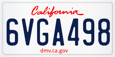 CA license plate 6VGA498