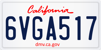 CA license plate 6VGA517