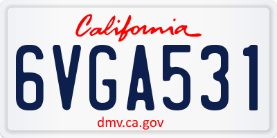 CA license plate 6VGA531