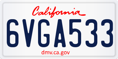 CA license plate 6VGA533