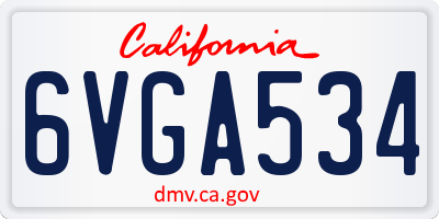 CA license plate 6VGA534