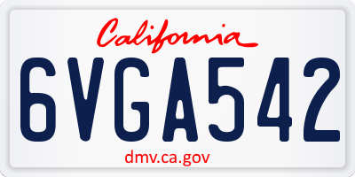 CA license plate 6VGA542