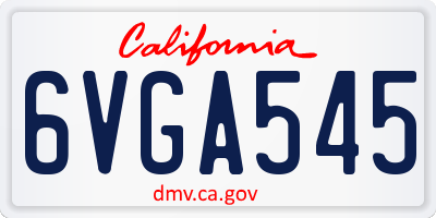 CA license plate 6VGA545