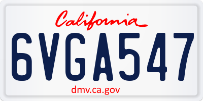 CA license plate 6VGA547