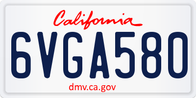 CA license plate 6VGA580