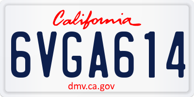CA license plate 6VGA614